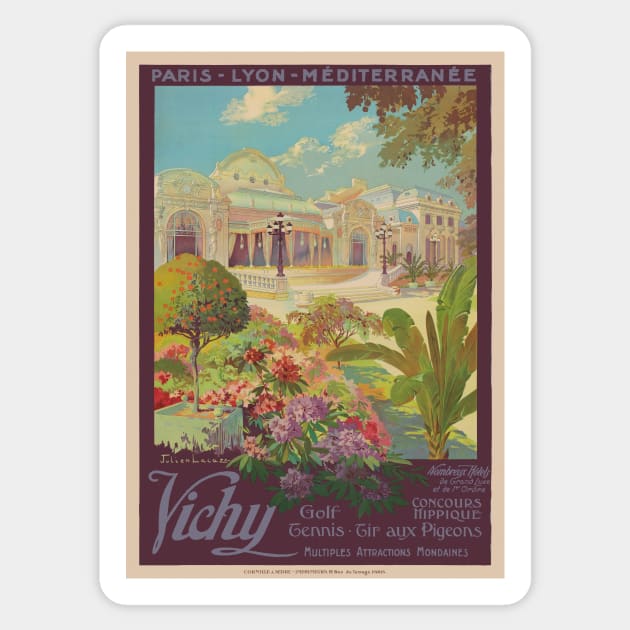 Vichy France Railroad Vintage Poster 1925 Sticker by vintagetreasure